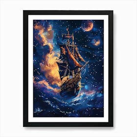 Fantasy Ship Floating in the Galaxy 14 Poster