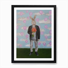 Rabbit With Balloons Art Print