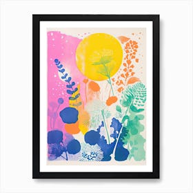 Colourful Bouquet Of Flowers In Risograph Style 2 Art Print