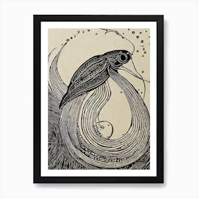 Firefly Squid Linocut Art Print