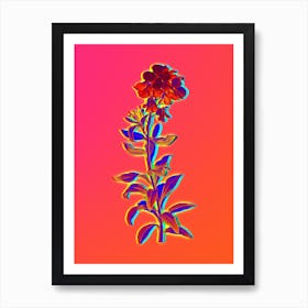 Neon Yellow Wallflower Bloom Botanical in Hot Pink and Electric Blue n.0617 Art Print