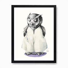 Miss Owl In Jumpsuit Art Print