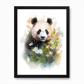 Panda Art In Watercolor Painting Style 3 Art Print