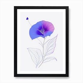 Morning Glory Floral Minimal Line Drawing 3 Flower Art Print