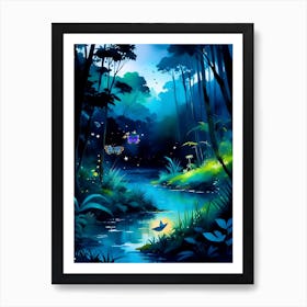 Jungle Night 1 Botanical Art Print 1 Póster