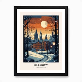 Winter Night  Travel Poster Glasgow United Kingdom 1 Art Print