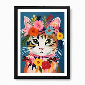 Cat With A Flower Crown Painting Matisse Style 1 Art Print