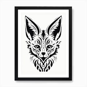 Linocut Fox Pattern 2 Art Print