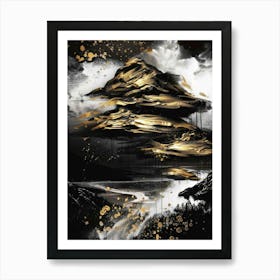 Gold And Black 120 Art Print