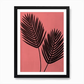 Coral teal palm leaves Art Print