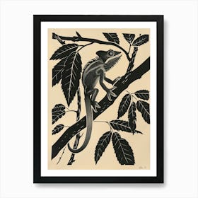 Chameleon In The Jungle Block Print 3 Art Print