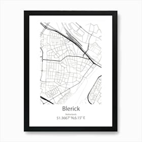 Blerick,Netherlands Minimalist Map Art Print