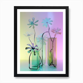 Three Vases With Flowers Art Print