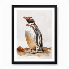 Humboldt Penguin Andrews Bay Watercolour Painting 3 Art Print