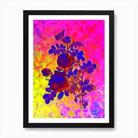 Sulphur Rose Botanical in Acid Neon Pink Green and Blue n.0245 Art Print