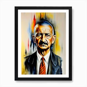 Ben Kingsley In Gandhi Watercolor 2 Art Print