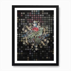 Vintage Kamtschatka Rose Flower Wreath on Dot Bokeh Pattern n.0656 Art Print