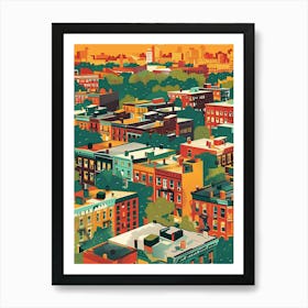 The Bronx New York Colourful Silkscreen Illustration 2 Art Print