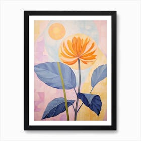 Calendula 4 Hilma Af Klint Inspired Pastel Flower Painting Art Print