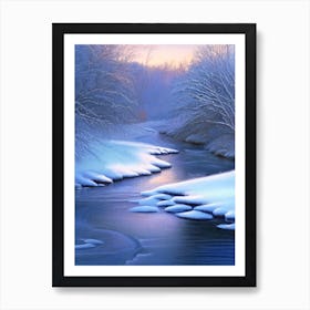 Frozen River Waterscape Crayon 2 Art Print