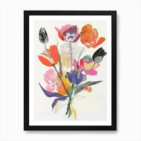 Tulip 1 Collage Flower Bouquet Art Print