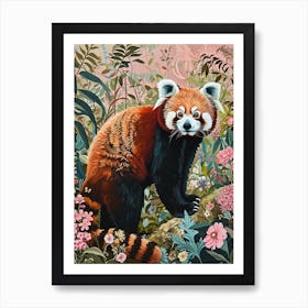 Floral Animal Painting Red Panda 3 Art Print