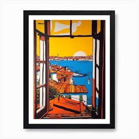 A Window View Of Venice In The Style Of Pop Art 4 Art Print