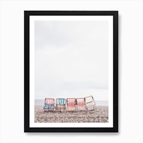 Colored Striped Beach Chairs Beach Seaton Art Print