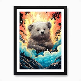 Bear In The Water Art Print