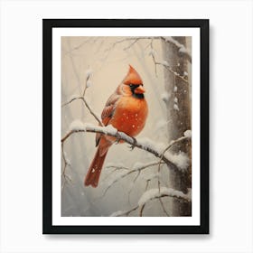 Cardinal In Snow 1 Art Print