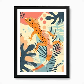 Orange Leopard Gecko Abstract Modern Illustration 3 Art Print