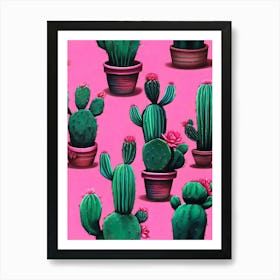 Pink Cactus art print Art Print