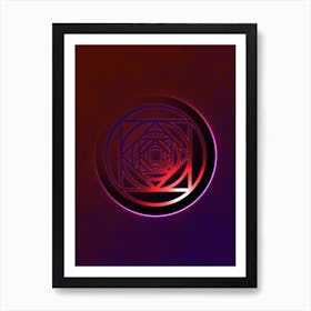 Geometric Neon Glyph on Jewel Tone Triangle Pattern 061 Art Print