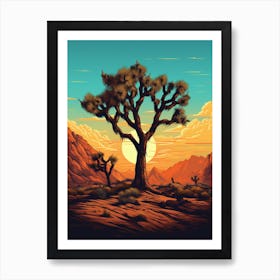 Retro Illustration Of A Joshua Tree In Mountain 3 Art Print