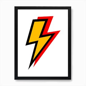 Yellow and Red Double Lightning Bolts Superhero Art Print