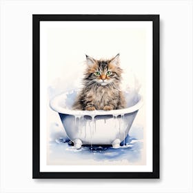 American Bobtail Cat In Bathtub Bathroom 4 Art Print