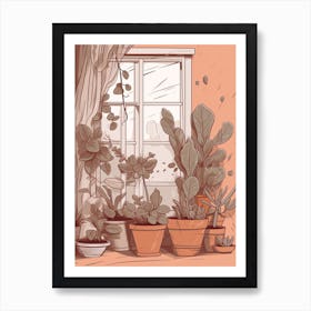 Cacti House Illustration 4 Art Print