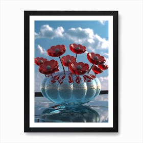 Red Flowers In A Vase Art Print