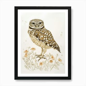 Burrowing Owl Marker Drawing 1 Art Print