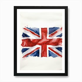 An Authoritative Watercolor Render Of The Distinguished United Kingdom Flag With Its Deep Red Cross (3) Art Print