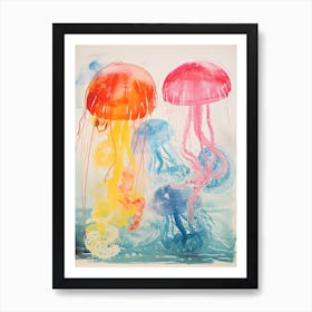 Jellyfish Risograph Inspired 1 Art Print