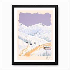 Poster Of Verbier   Switzerland, Ski Resort Pastel Colours Illustration 2 Art Print