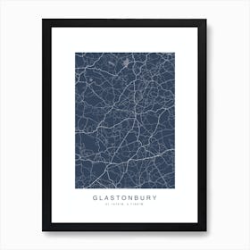 Glanstonbury Map Print Classic Blue Art Print