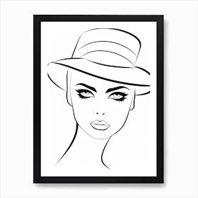 Line Art Inspired By Woman With A Hat By Matisse 3 Art Print