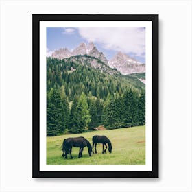 Alpine Friesians Art Print