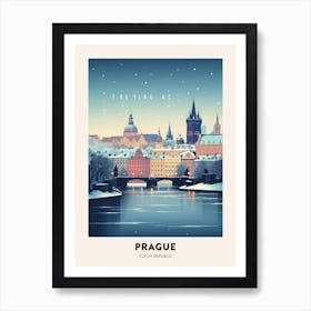 Winter Night  Travel Poster Prague Czech Republic 1 Art Print