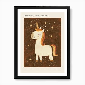 Cute Starry Unicorn Muted Pastels 2 Poster Art Print