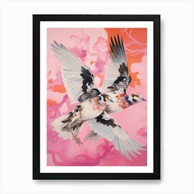 Pink Ethereal Bird Painting Lapwing 1 Art Print