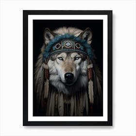 Arctic Wolf Native American 1 Art Print