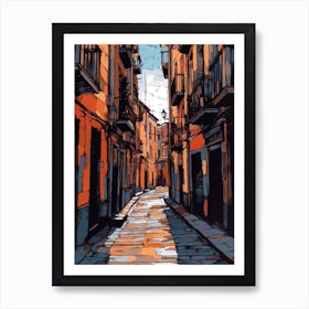 Painting Of Barcelona With A Cat Drawing 1 Art Print